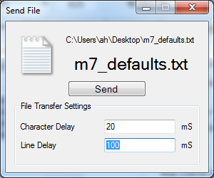 RadioManager can send a file line-by-line with the ability to fine tune transfer timing.